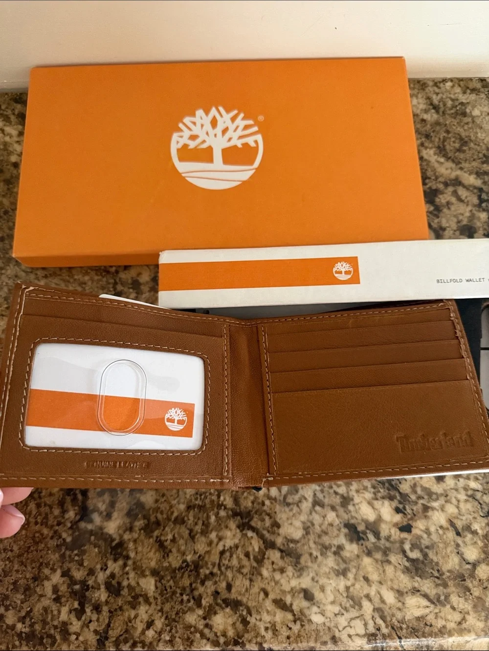 Timberland Tan Leather Billfold Wallet with Matching Key Fob